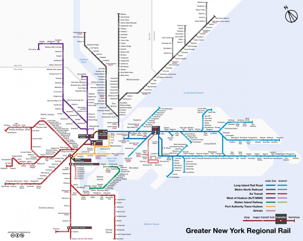 Mappa delle stazioni ferroviarie di Manhattan